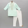 Online Blue Hand Embroidered Kurta And Churidar BOY Indian Ethnic Wear | Ethnic Sets