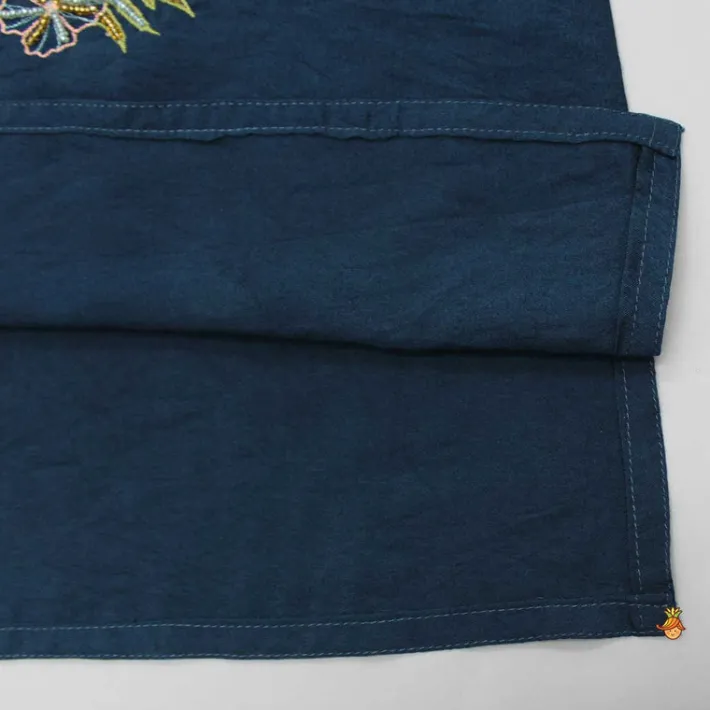 Clearance Blue Kurta With Animal Embroidery And Pyjama BOY Twinning Sets | Indian Ethnic Wear