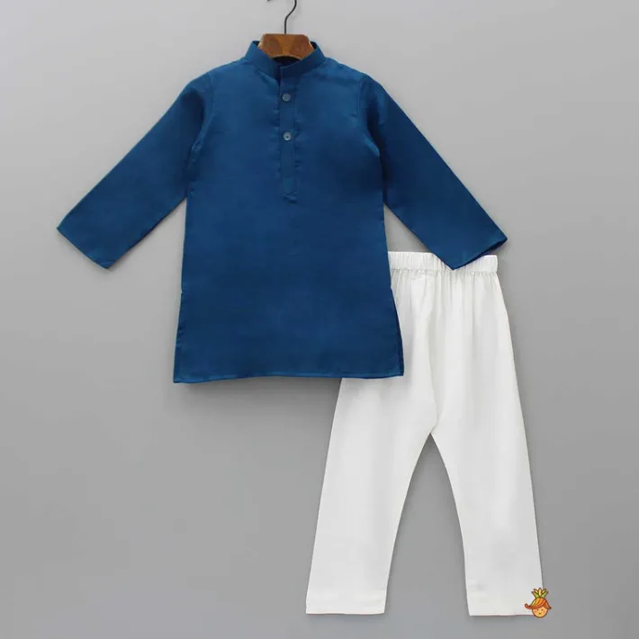 Discount Blue Kurta With Bird Embroidered Green Jacket And Pyjama BOY Indian Ethnic Wear | Ethnic Sets