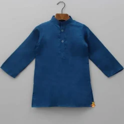 Discount Blue Kurta With Bird Embroidered Green Jacket And Pyjama BOY Indian Ethnic Wear | Ethnic Sets
