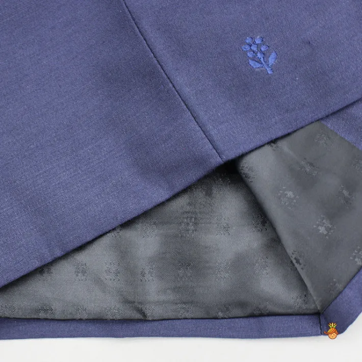 Best Blue Kurta With Diagonal Button Detail Jacket And Pyjama BOY Twinning Sets | Indian Ethnic Wear