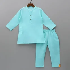 Online Blue Kurta With Multicolour Jacket And Pyjama BOY Indian Ethnic Wear | Ethnic Sets