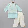 Outlet Blue Kurta With Pocket Detail Embroidered Jacket And Pyjama BOY Indian Ethnic Wear | Ethnic Sets