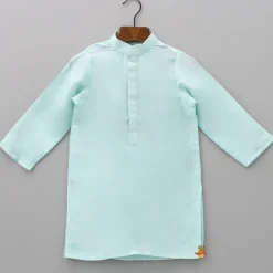 Outlet Blue Kurta With Pocket Detail Embroidered Jacket And Pyjama BOY Indian Ethnic Wear | Ethnic Sets