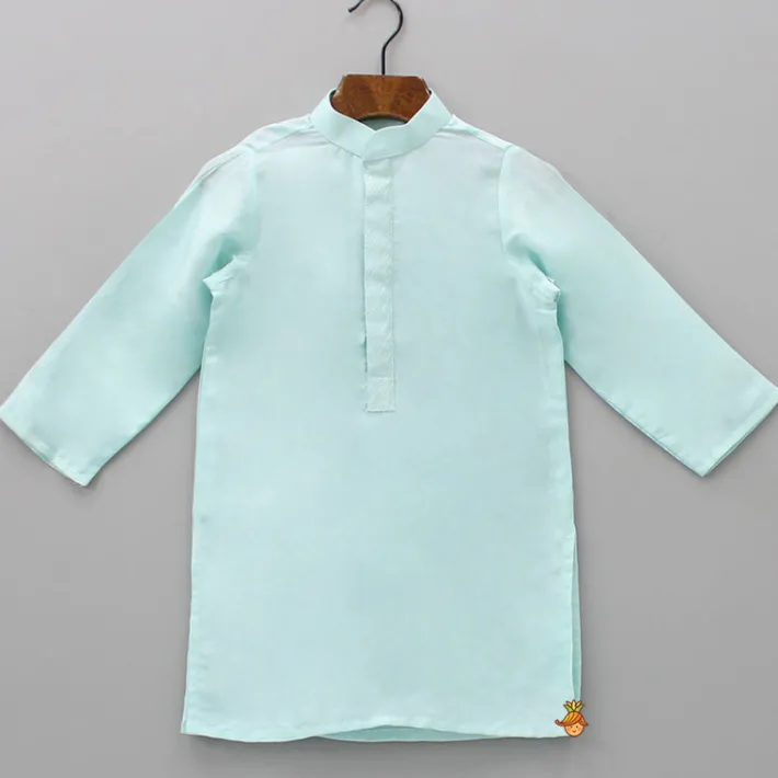 Outlet Blue Kurta With Pocket Detail Embroidered Jacket And Pyjama BOY Indian Ethnic Wear | Ethnic Sets