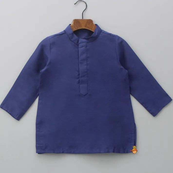 Clearance Blue Kurta With Printed Jacket And Pyjama BOY Indian Ethnic Wear | Ethnic Sets