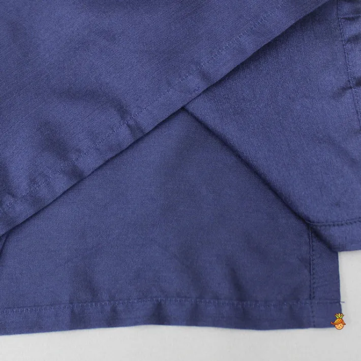 Clearance Blue Kurta With Printed Jacket And Pyjama BOY Indian Ethnic Wear | Ethnic Sets