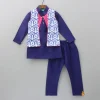Sale Blue Kurta With Printed Stylish Jacket And Pyjama BOY Twinning Sets | Indian Ethnic Wear