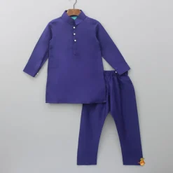 Sale Blue Kurta With Printed Stylish Jacket And Pyjama BOY Twinning Sets | Indian Ethnic Wear