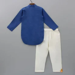 Discount Blue Kurta With Stylish Hem And Pyjama BOY Indian Ethnic Wear | Ethnic Sets