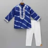Sale Blue Lehariya Striped Kurta With White Pyjama BOY Indian Ethnic Wear | Ethnic Sets