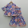 New Blue Multicolored Printed Angarkha Style Kurti And Sharara Twinning Sets | Ethnic Wear