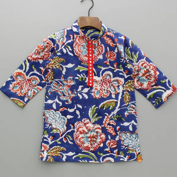 Online Blue Multicolour Printed Kurta And Pyjama BOY Twinning Sets | Indian Ethnic Wear