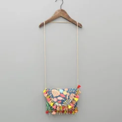 New Blue Multicoloured Printed And Embroidered Sling Bag Bags