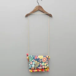 New Blue Multicoloured Printed And Embroidered Sling Bag Bags