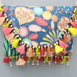 New Blue Multicoloured Printed And Embroidered Sling Bag Bags