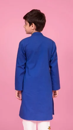 Discount Blue Pleated One Side Flap Stylish Kurta With Pant BOY Indian Ethnic Wear | Ethnic Sets