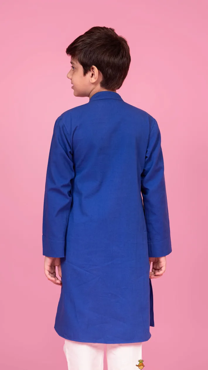 Discount Blue Pleated One Side Flap Stylish Kurta With Pant BOY Indian Ethnic Wear | Ethnic Sets