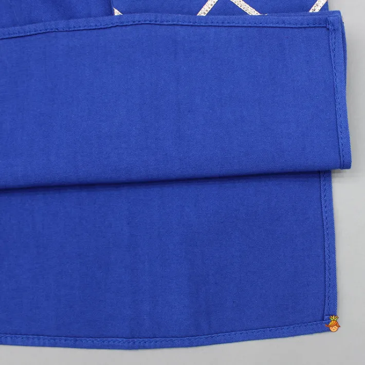 Discount Blue Pleated One Side Flap Stylish Kurta With Pant BOY Indian Ethnic Wear | Ethnic Sets