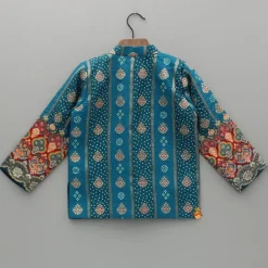 Hot Blue Printed And Embroidered Jacket BOY Indian Ethnic Wear | Ethnic Jackets
