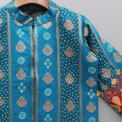 Hot Blue Printed And Embroidered Jacket BOY Indian Ethnic Wear | Ethnic Jackets