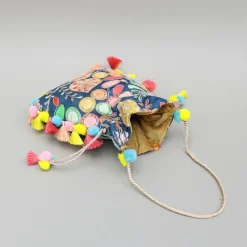 New Blue Printed And Embroidered Potli Bag Bags