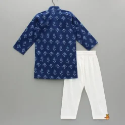 Outlet Blue Printed Asymmetric Kurta And Pyjama BOY Indian Ethnic Wear | Ethnic Sets
