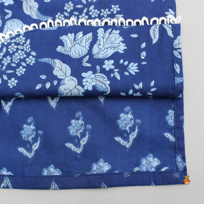 Outlet Blue Printed Asymmetric Kurta And Pyjama BOY Indian Ethnic Wear | Ethnic Sets