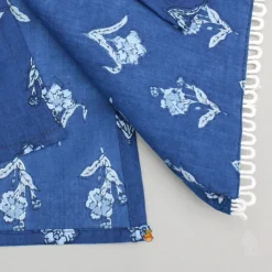 Clearance Blue Printed Asymmetric Kurta And Pyjama BOY Indian Ethnic Wear | Ethnic Sets