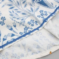 Online Blue Printed Flared Kurti And Front Open Collar Jacket Ethnic Wear | Kurtis & Jumpsuits
