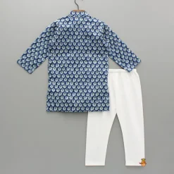 Clearance Blue Printed Kurta And Pyjama BOY Indian Ethnic Wear | Ethnic Sets