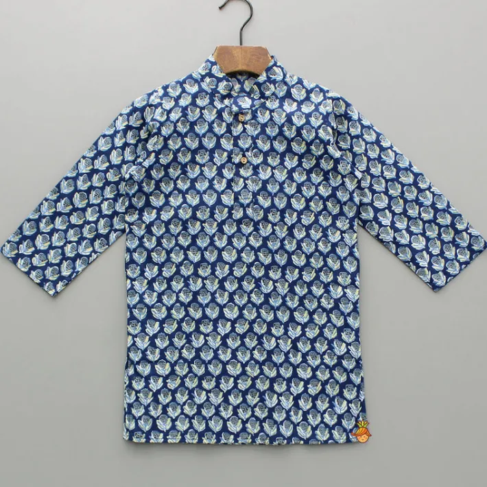 Clearance Blue Printed Kurta And Pyjama BOY Indian Ethnic Wear | Ethnic Sets