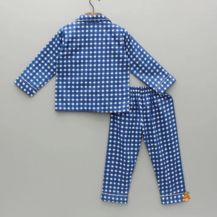 Clearance Blue Printed Notch Collar Sleepwear BOY Sleep Wear | Sleepwear