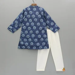 Online Blue Printed Sequins Embroidered Kurta And Pyjama BOY Indian Ethnic Wear | Ethnic Sets