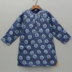 Online Blue Printed Sequins Embroidered Kurta And Pyjama BOY Indian Ethnic Wear | Ethnic Sets