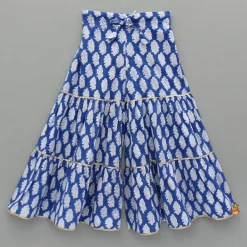 Best Blue Printed Top And Tiered Sharara Ethnic Wear | Palazzos & Shararas
