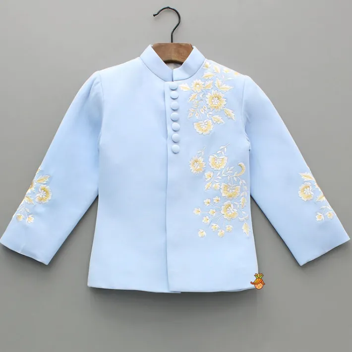 Fashion Blue Sherwani With Embroidery And Pant BOY Indian Ethnic Wear | Sherwani Sets