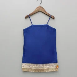Online Blue Strappy Top And Sharara With Dupatta Ethnic Wear | Palazzos & Shararas