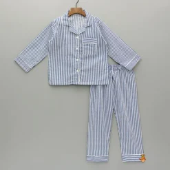 Fashion Blue Stripe Notch Collar Sleepwear BOY Sleep Wear | Sleepwear