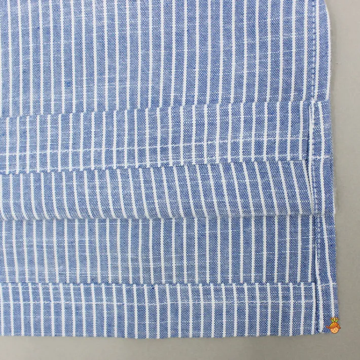 Online Blue Striped Embroidered Kurta With White Pyjama BOY Indian Ethnic Wear | Ethnic Sets