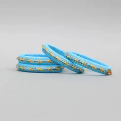 Sale Blue Thread And Lace Detailed Bangles Set Bangles