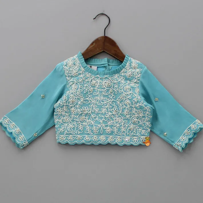New Blue Thread Embroidered Top And Lehenga Ethnic Wear | Lehengas & Ghagras