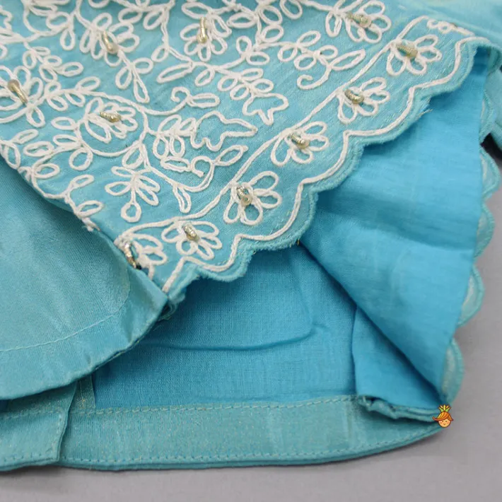 New Blue Thread Embroidered Top And Lehenga Ethnic Wear | Lehengas & Ghagras