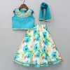 Discount Blue Top And Floral Printed Lehenga With Net Dupatta Lehengas & Ghagras | Ethnic Wear