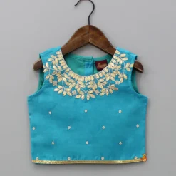Discount Blue Top And Floral Printed Lehenga With Net Dupatta Lehengas & Ghagras | Ethnic Wear