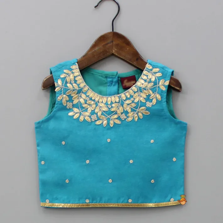 Discount Blue Top And Floral Printed Lehenga With Net Dupatta Lehengas & Ghagras | Ethnic Wear