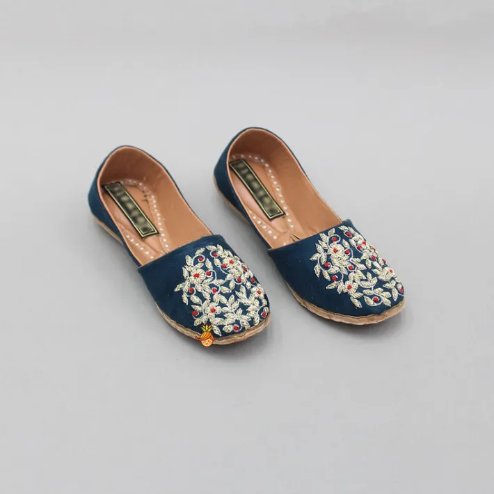 Fashion Blue Zardozi Embroidered Jutti BOY Shoes | Shoes