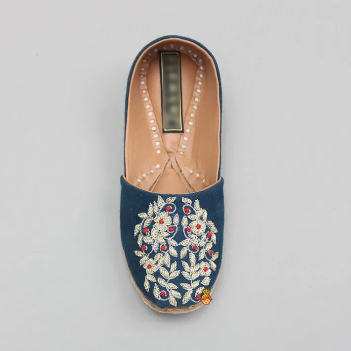 Fashion Blue Zardozi Embroidered Jutti BOY Shoes | Shoes