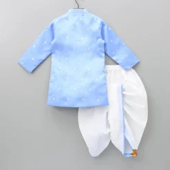 Outlet Booti Embroidered Lavender Blue Asymmetric Kurta And Dhoti BOY Indian Ethnic Wear | Ethnic Sets