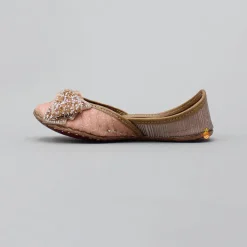 Online Bow Adorned Peach Jutti Shoes